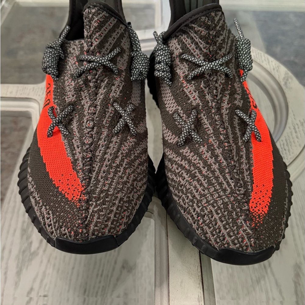 Yeezy SPLY-350 Black and Orange Knit Shoes